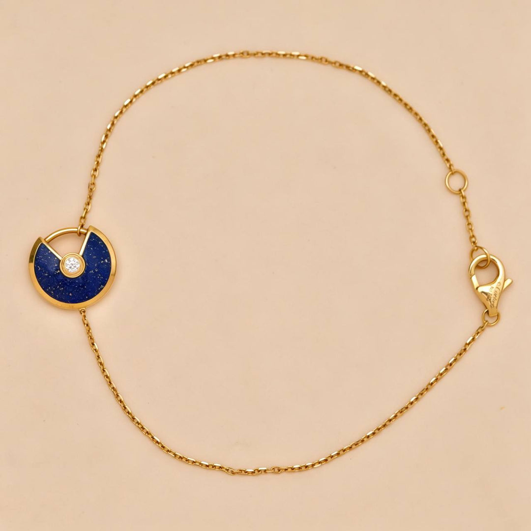 Preowned Cartier Amulette Bracelet Lapis Lazuli 18K Yellow Gold