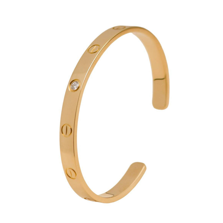 Preloved Authentic Cartier Love Cuff Bracelet One Diamond 18K Yellow Gold Size 18