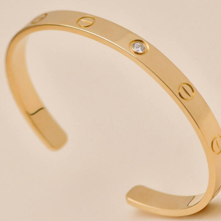 Authentic Preloved Cartier Love Cuff Bracelet One Diamond 18K Yellow Gold 