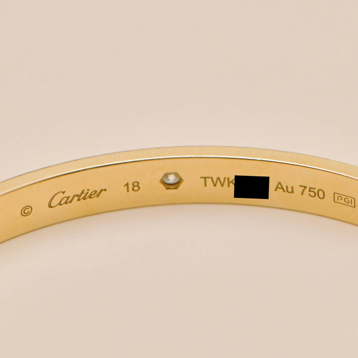 Authentic Preowned Cartier Love Cuff Bracelet One Diamond 18K Yellow Gold 