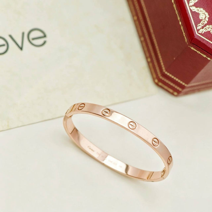 Preowned Authentic Cartier Love Bracelet Classic Model 18K Rose Gold Size 17