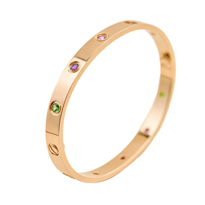 Preloved Authentic Cartier Love Bracelet 10 Multi Gem 18K Rose Gold Size 17