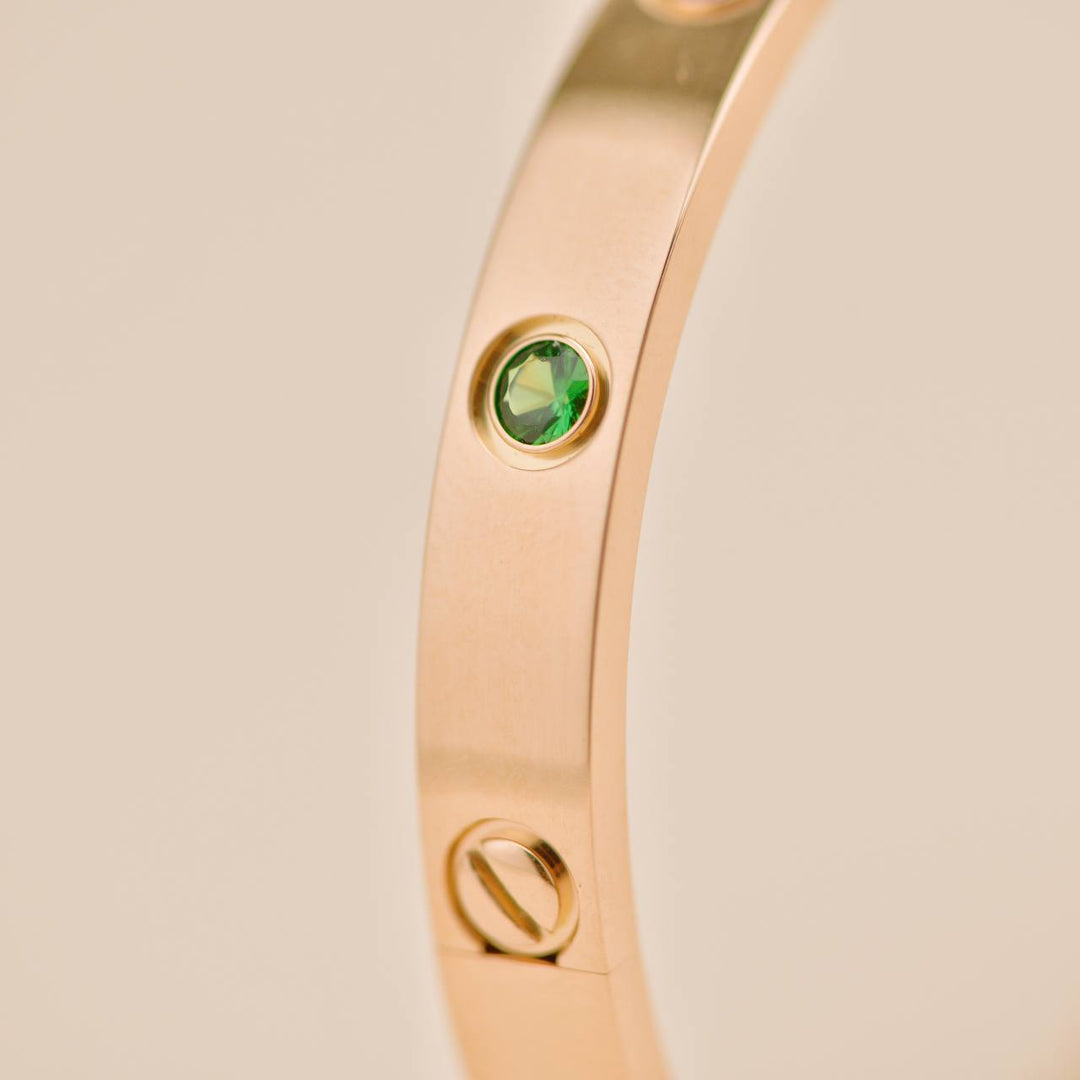 Authentic Cartier Love Bracelet 10 Multi Gem 18K Rose Gold Size 17