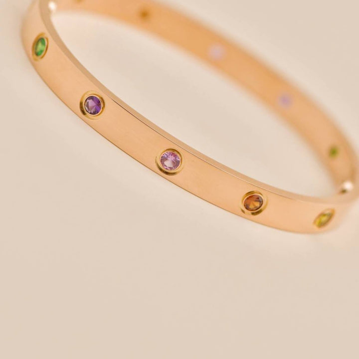 Authentic Preowned Cartier Love Bracelet 10 Multi Gem 18K Rose Gold