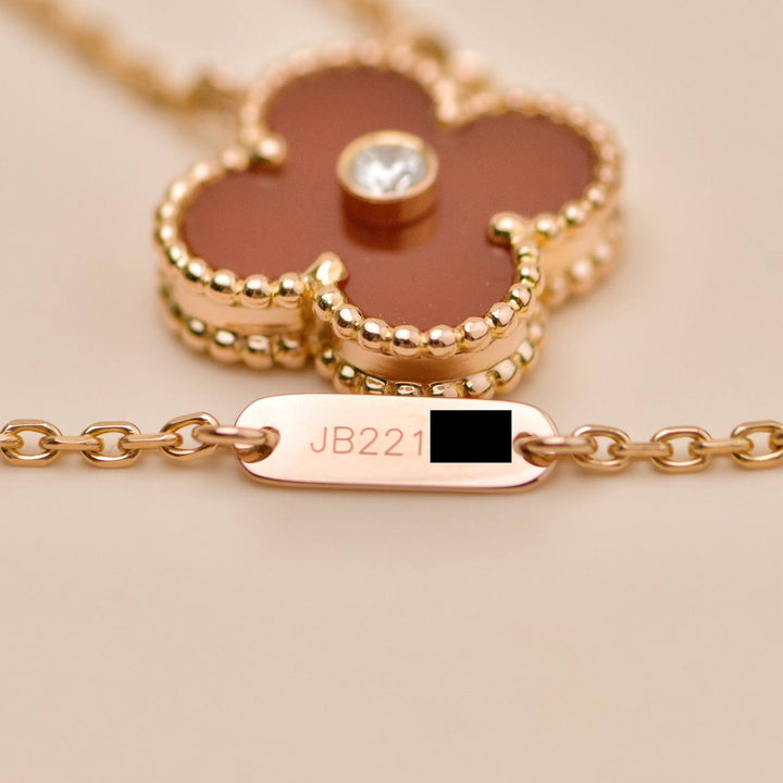 Authentic VCA Alhambra 2011 Holiday Pendant Carnelian Diamond