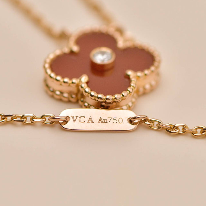Second Hand Authentic VCA Alhambra 2011 Holiday Pendant Carnelian Diamond