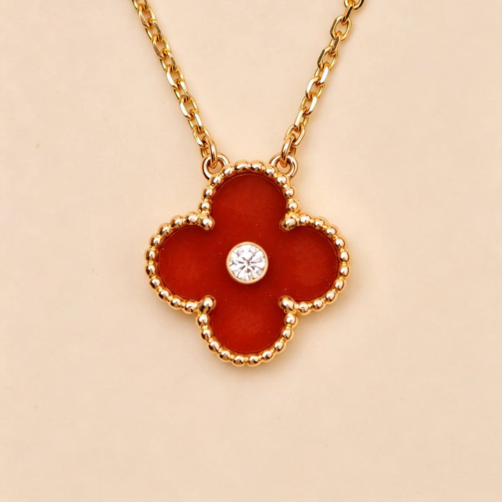 Second Hand Authentic Van Cleef Alhambra 2011 Holiday Pendant Carnelian Diamond