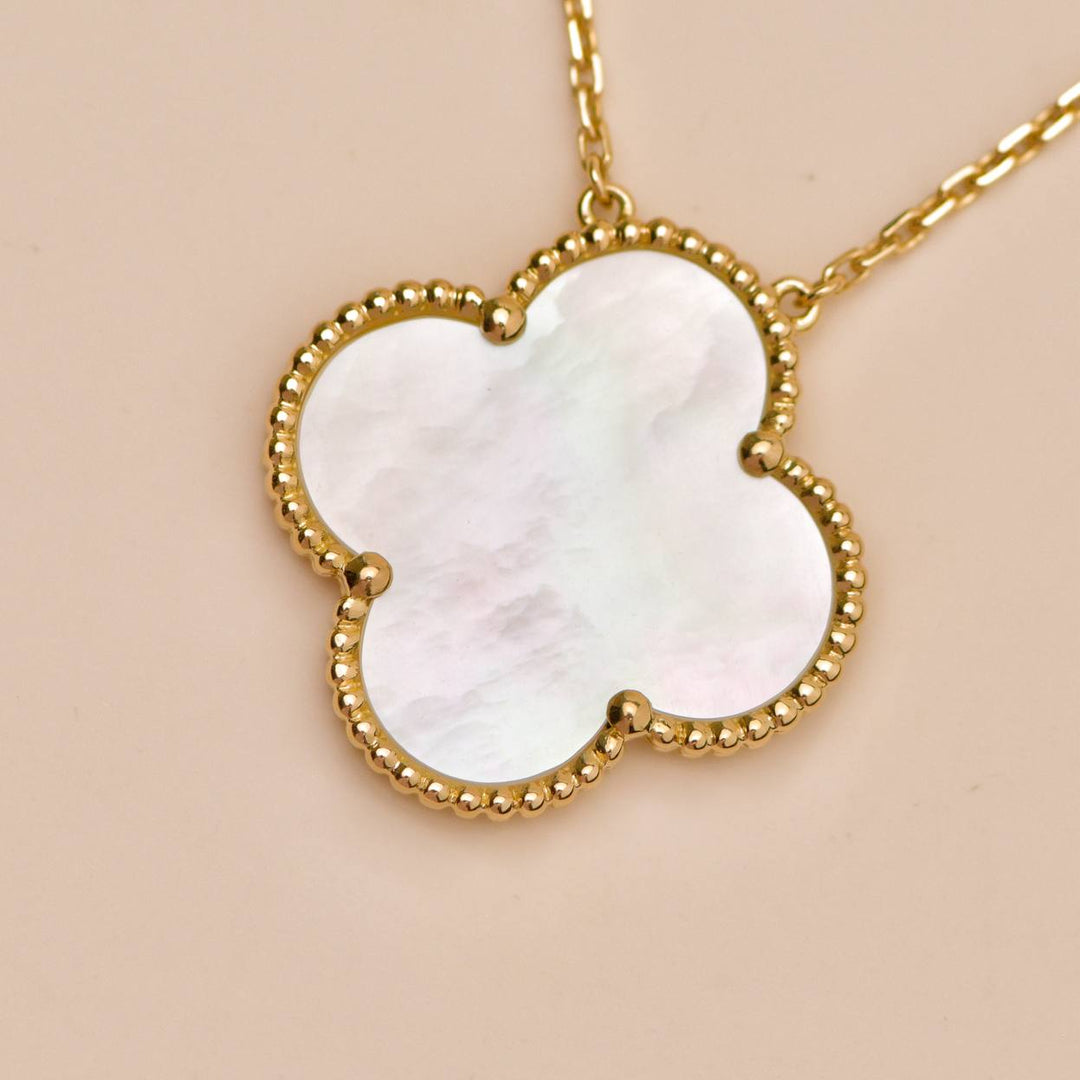 Preowned Authentic Van Cleef Magic Alhambra Mother of Pearl Pendant Necklace