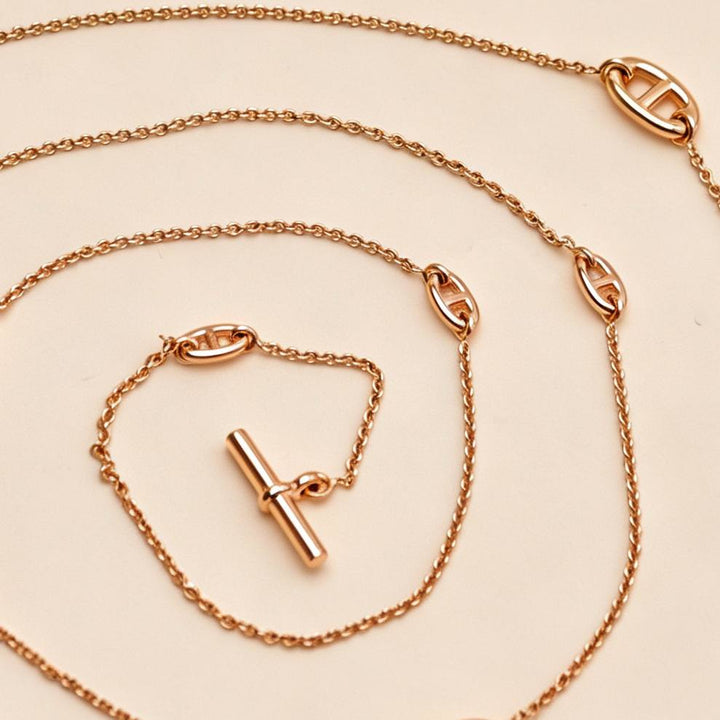 Second Hand Hermès Farandole Sterling Long Necklace 18K Rose Gold 120cm