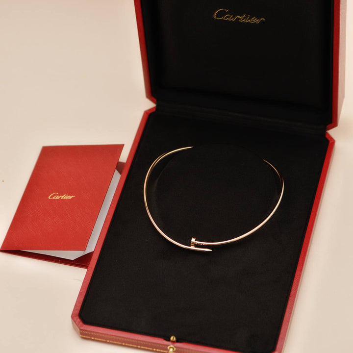 Preowned Authentic Cartier Juste un Clou Torque Necklace 18K Rose Gold Small Model