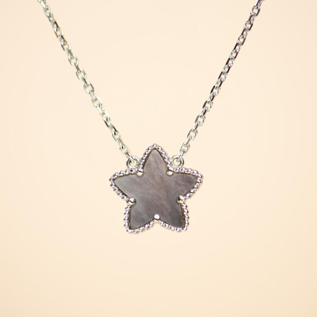 Second Hand Van Cleef & Arpels Lucky Star Pendant Grey Mother of Pearl 18K White Gold