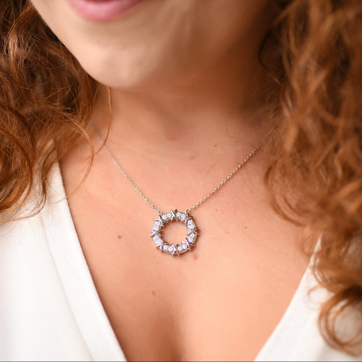 Authentic Preowned Tiffany & Co. Platinum Diamond Sixteen Stone Circle Pendant Necklace