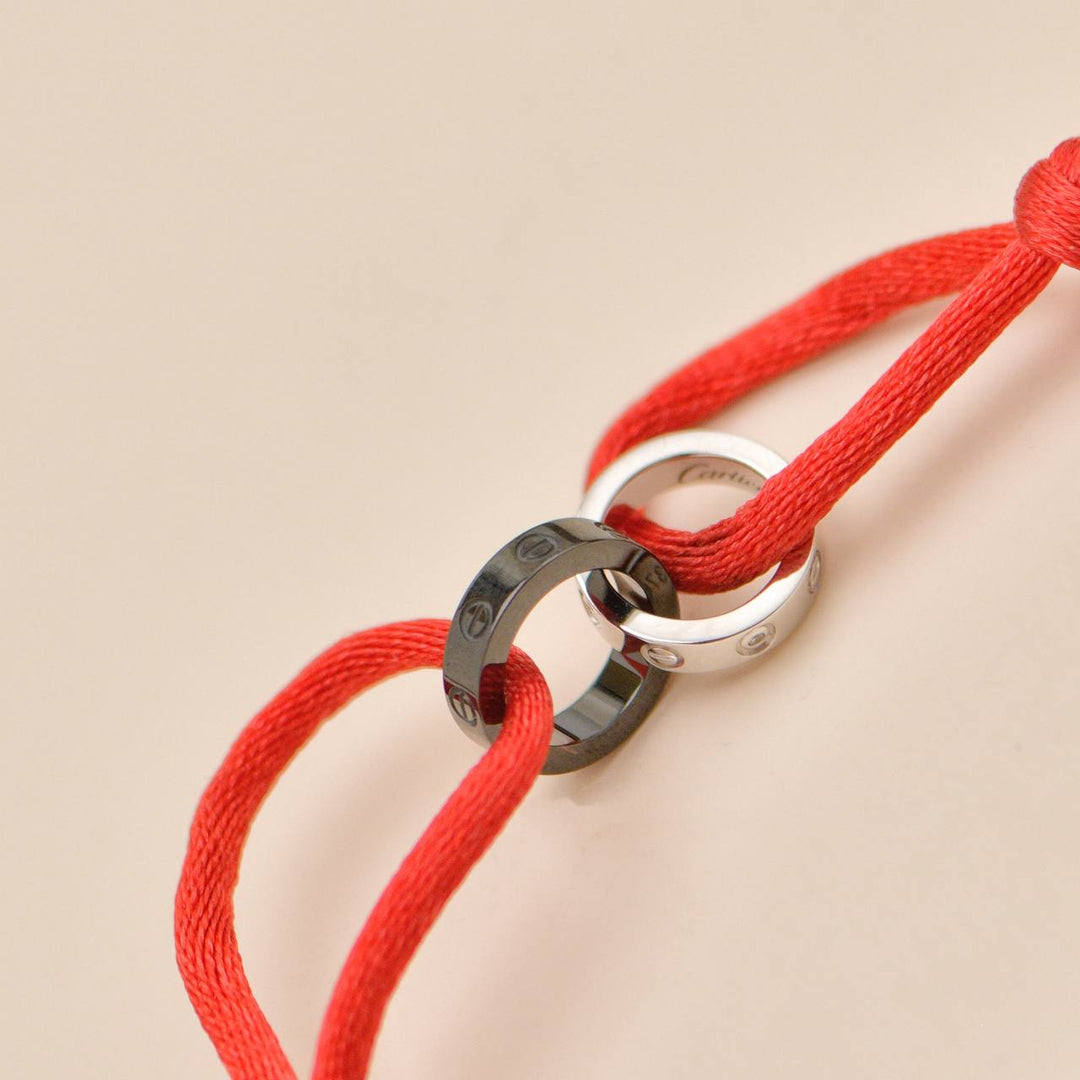 Second Hand Cartier Love Cord Bracelet Diamond Sèvres Porcelain 18k White Gold