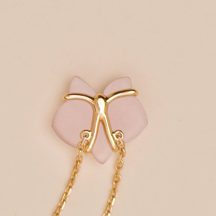 Authentic Cartier Caresse d'Orchidees Diamond Pink Chalcedony Necklace