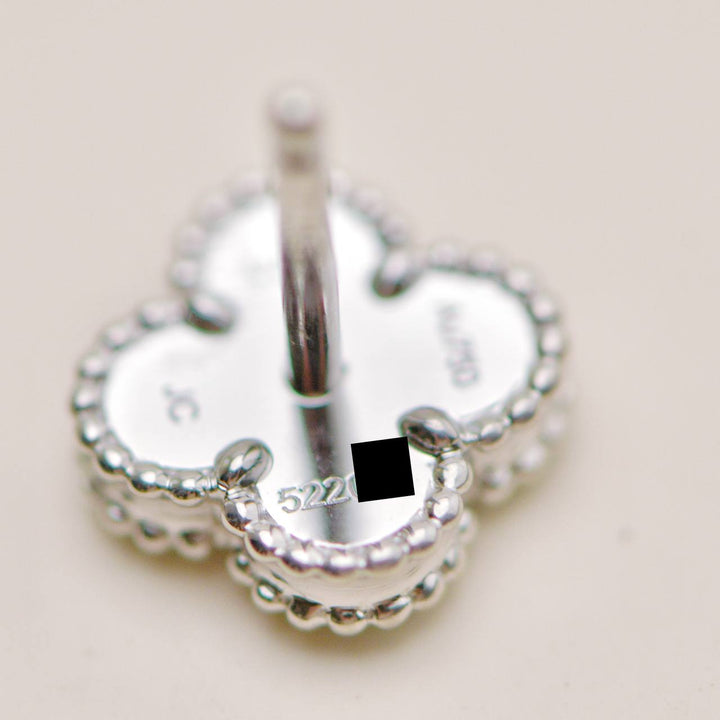 Authentic VCA Sweet Alhambra Earrings Turquoise 18K White Gold