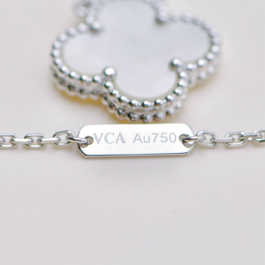 Preowned Authentic VCA Vintage Alhambra Pendant Mother of Pearl in 18K White Gold