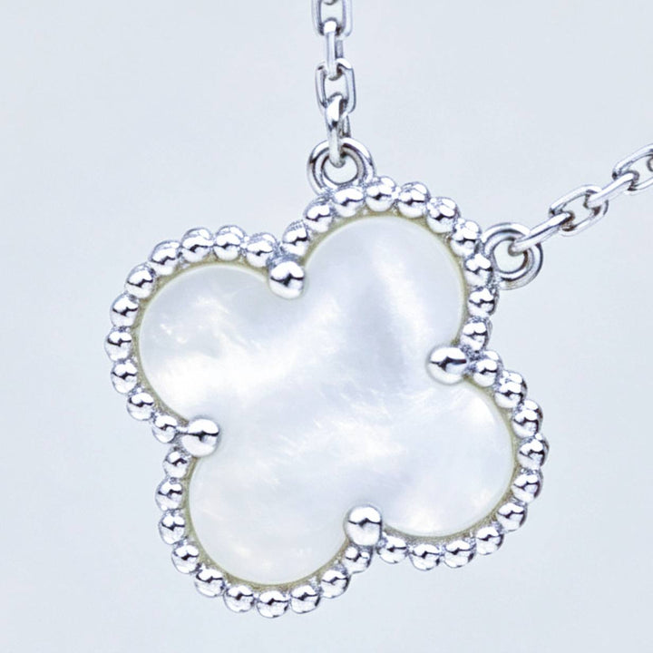 Preloved Authentic Van Cleef Vintage Alhambra Pendant Mother of Pearl in 18K White Gold