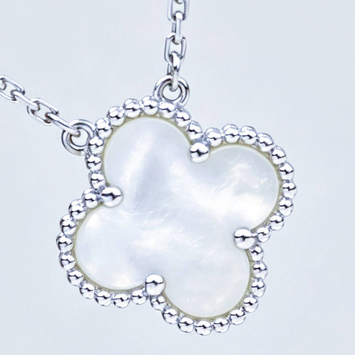 Preowned Authentic Van Cleef Vintage Alhambra Pendant Mother of Pearl in 18K White Gold