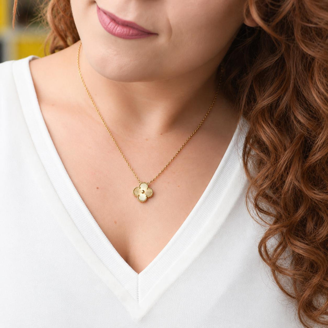 Preloved Authentic Van Cleef Vintage Alhambra Guilloché 18K Yellow Gold Pendant Necklace