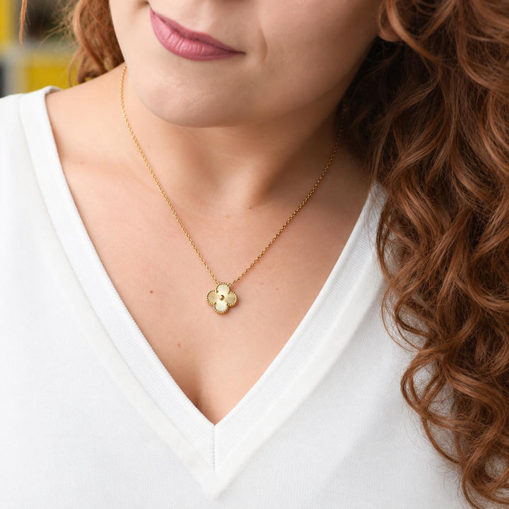 Preloved Authentic Van Cleef Vintage Alhambra Guilloché 18K Yellow Gold Pendant Necklace