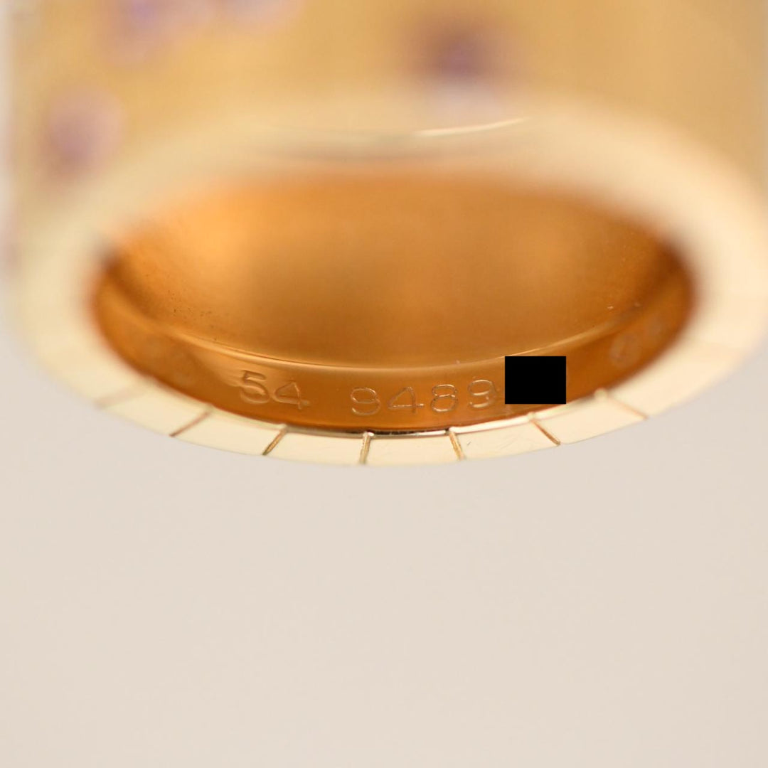 Authentic Cartier Lanieres Ring Diamond Pink Sapphire 18K Yellow Gold