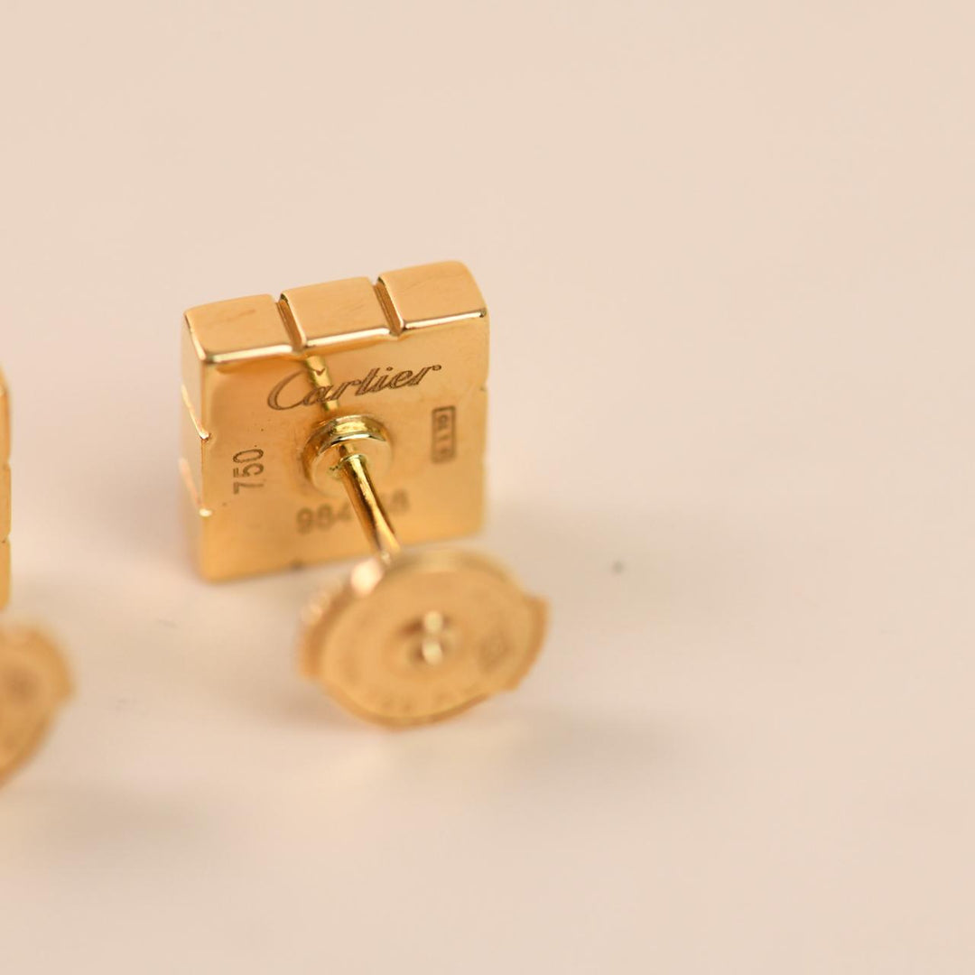 Preloved Cartier Lanieres Earrings Diamond Pink Sapphire 18K Yellow Gold