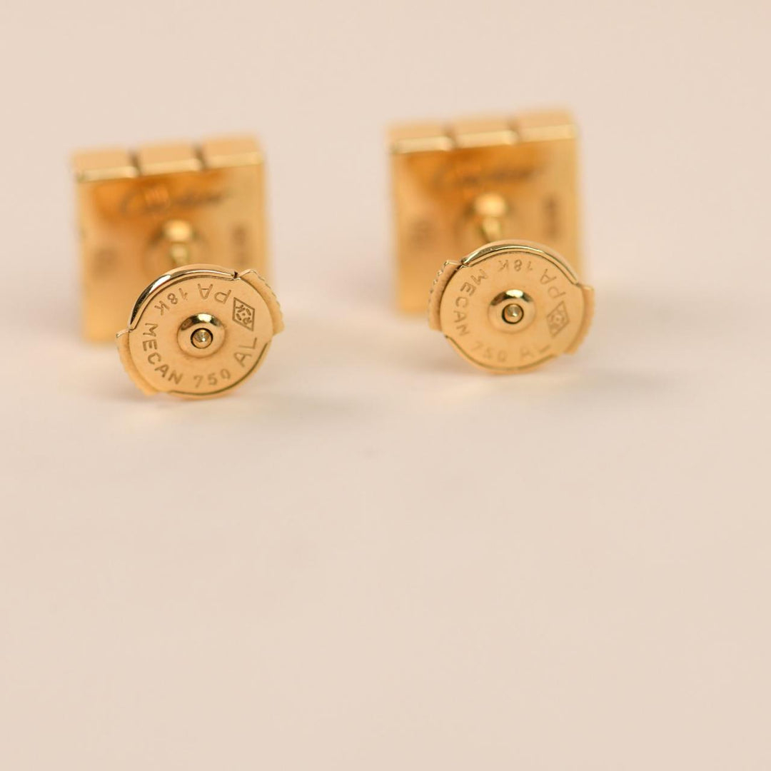 Preowned Cartier Lanieres Earrings Diamond Pink Sapphire 18K Yellow Gold