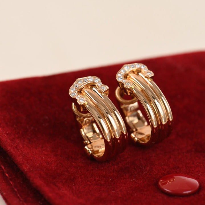 Authentic Preloved Cartier C de Cartier Diamond Hoop Earrings 18K Rose Gold