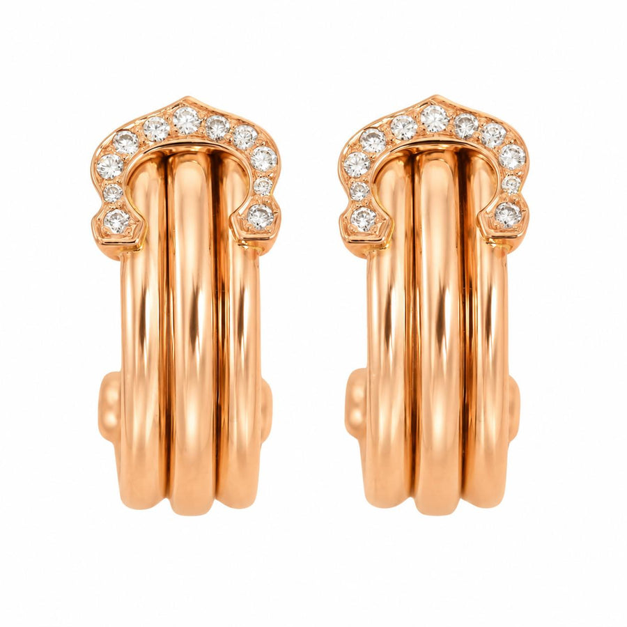 Preloved Authentic Cartier C de Cartier Diamond Hoop Earrings 18K Rose Gold