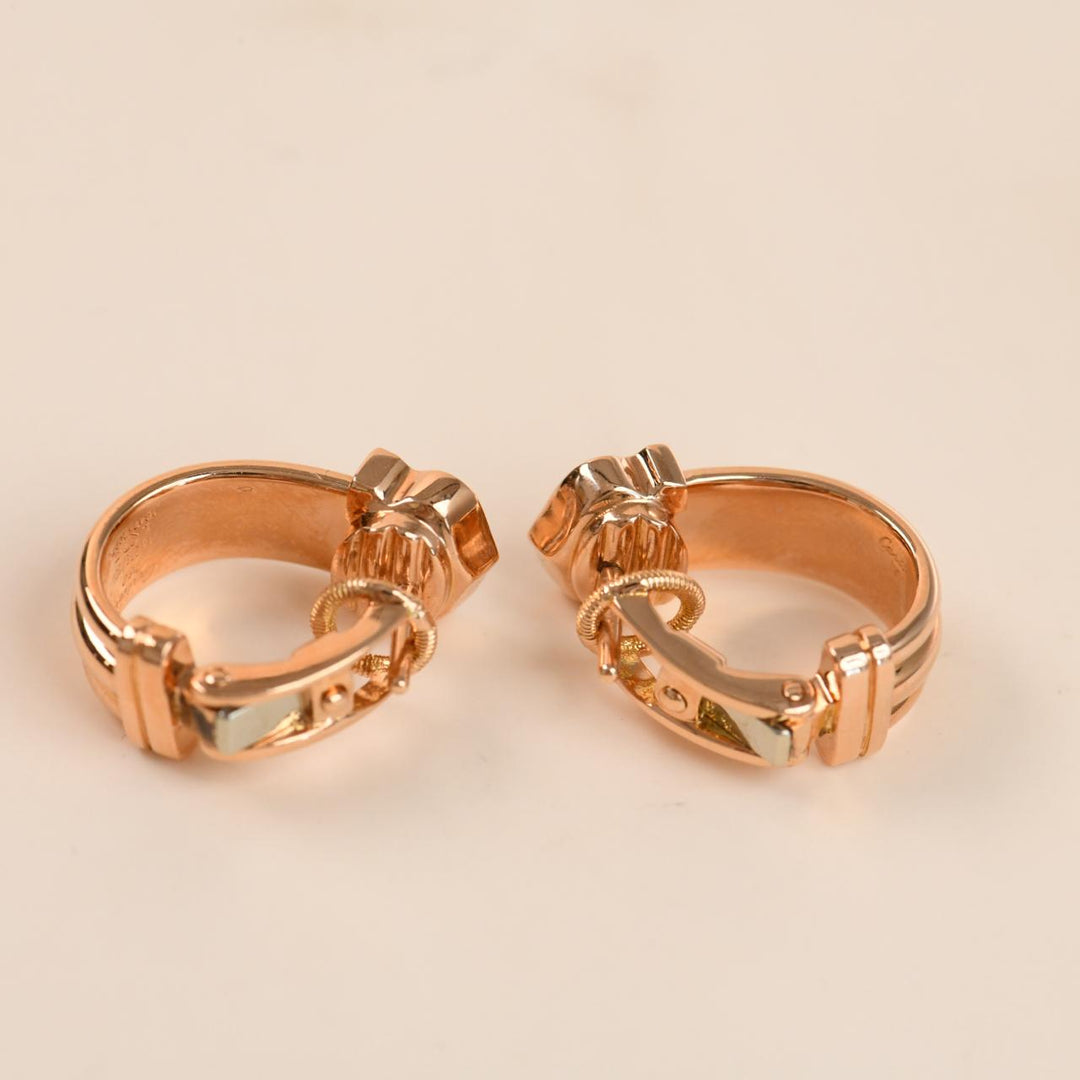 Second Hand Cartier C de Cartier Diamond Hoop Earrings 18K Rose Gold