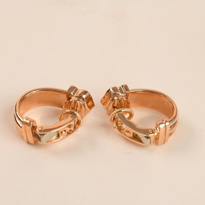 Second Hand Cartier C de Cartier Diamond Hoop Earrings 18K Rose Gold