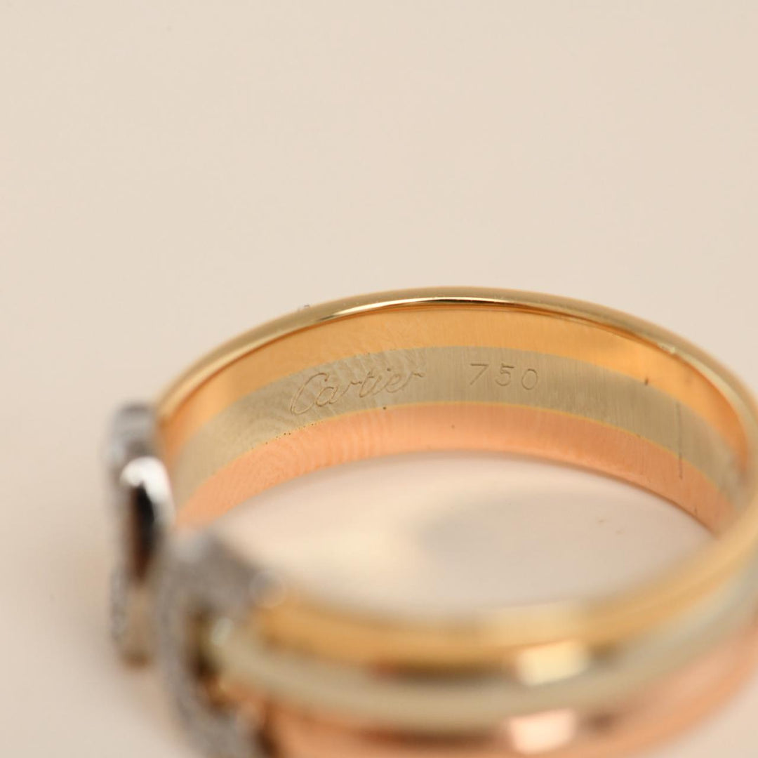 Preowned Authentic Cartier C de Cartier Ring Diamonds 18K Three tone Gold