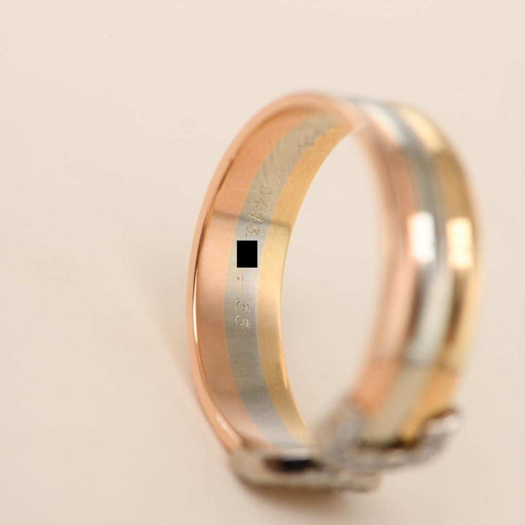 Second Hand Authentic Cartier C de Cartier Ring Diamonds 18K Three tone Gold