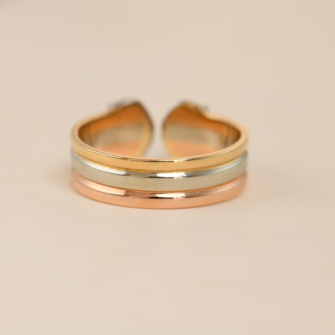 Authentic Cartier C de Cartier Ring Diamonds 18K Three tone Gold