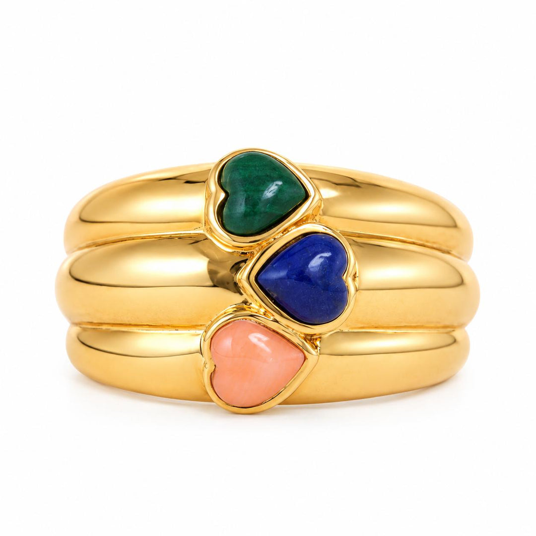 Preloved Authentic Van Cleef & Arpels Vintage Gem Set Heart Ring 18K Yellow Gold Size 55