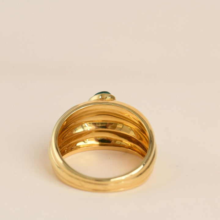 Preloved Authentic Van Cleef Vintage Gem Set Heart Ring 18K Yellow Gold Size 55