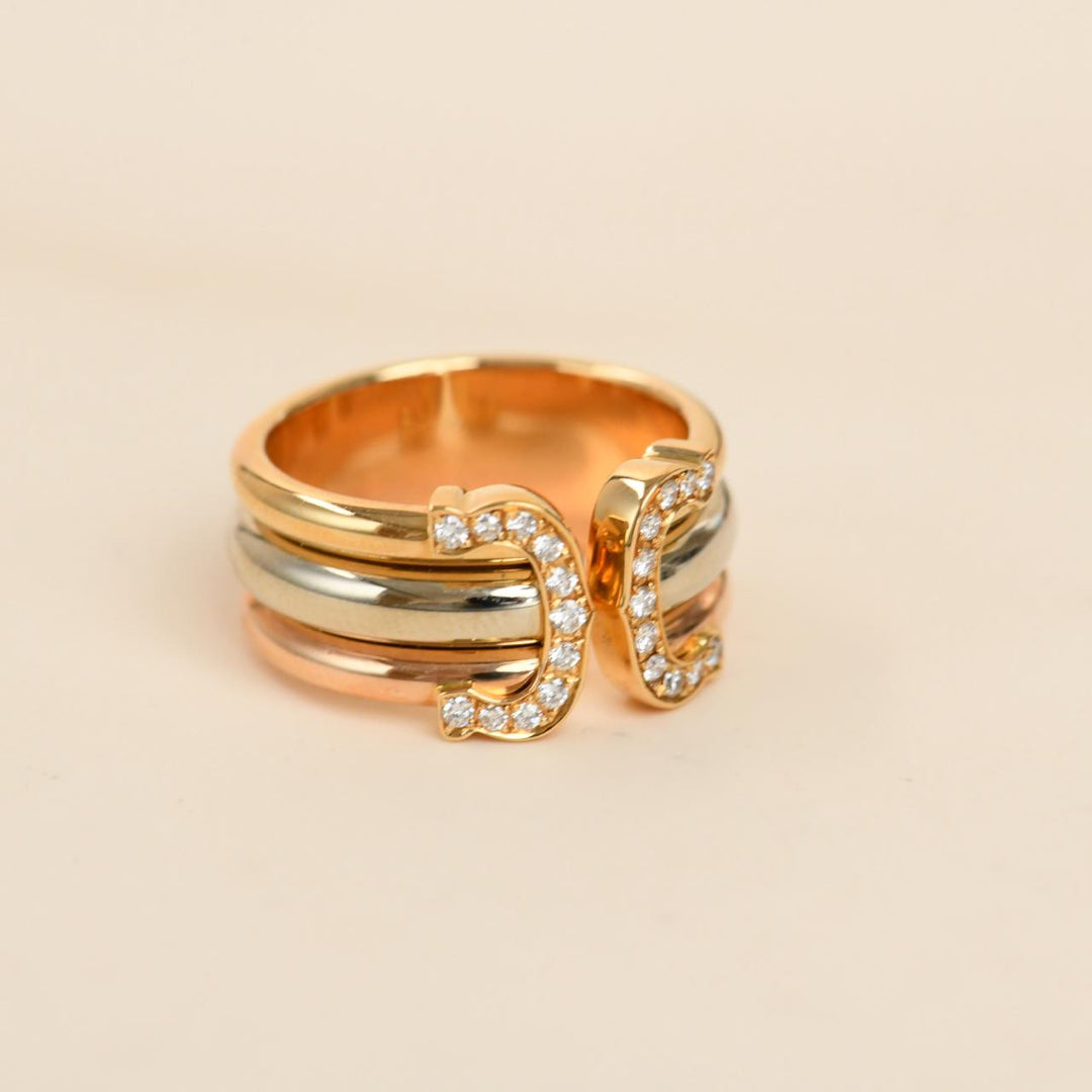 Preowned Cartier C de Cartier Diamond Ring 18K Three tone Gold