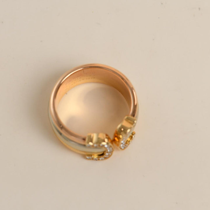 Preowned Authentic Cartier C de Cartier Diamond Ring 18K Three tone Gold