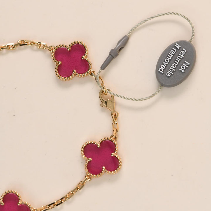 Van Cleef & Arpels Vintage Alhambra 5 Motif Bracelet Enamel 18K Yellow Gold