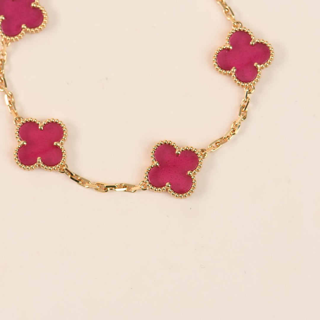  VCA Vintage Alhambra 5 Motif Bracelet Enamel 18K Yellow Gold