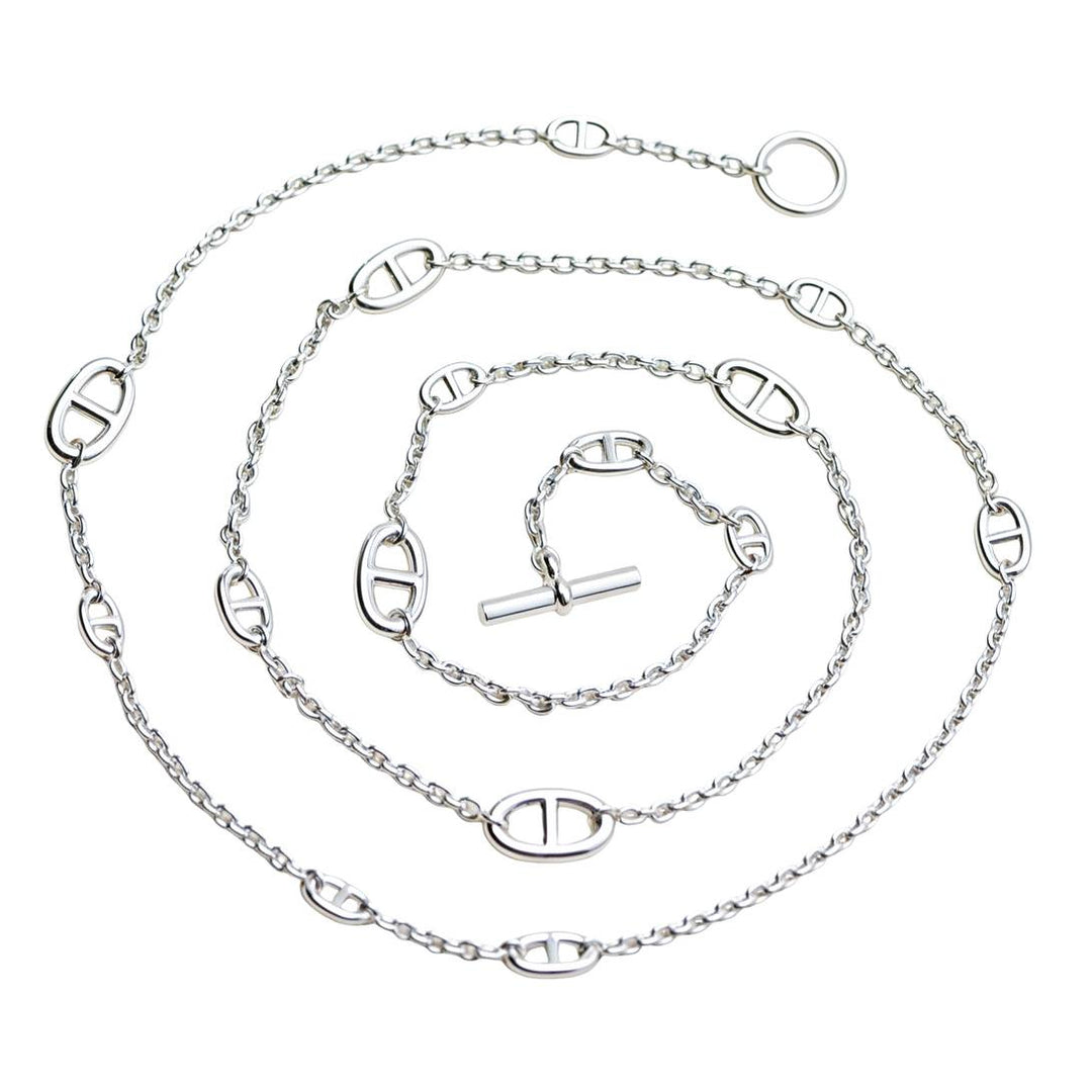 Preloved Hermès Farandole Sterling Silver Long Necklace 120cm