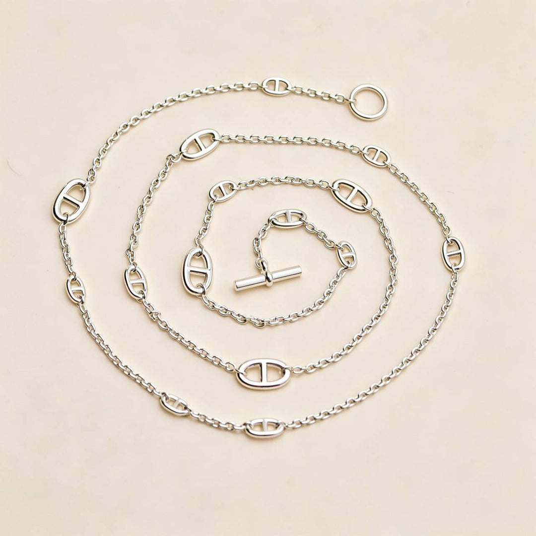 Authentic Second Hand Hermès Farandole Sterling Silver Long Necklace