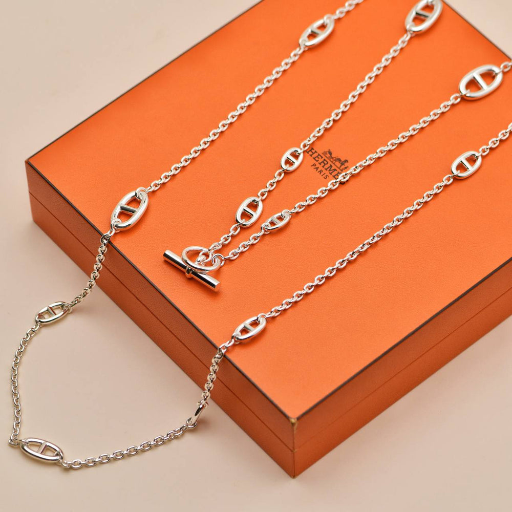 Preowned Hermès Farandole Sterling Silver Long Necklace 120cm