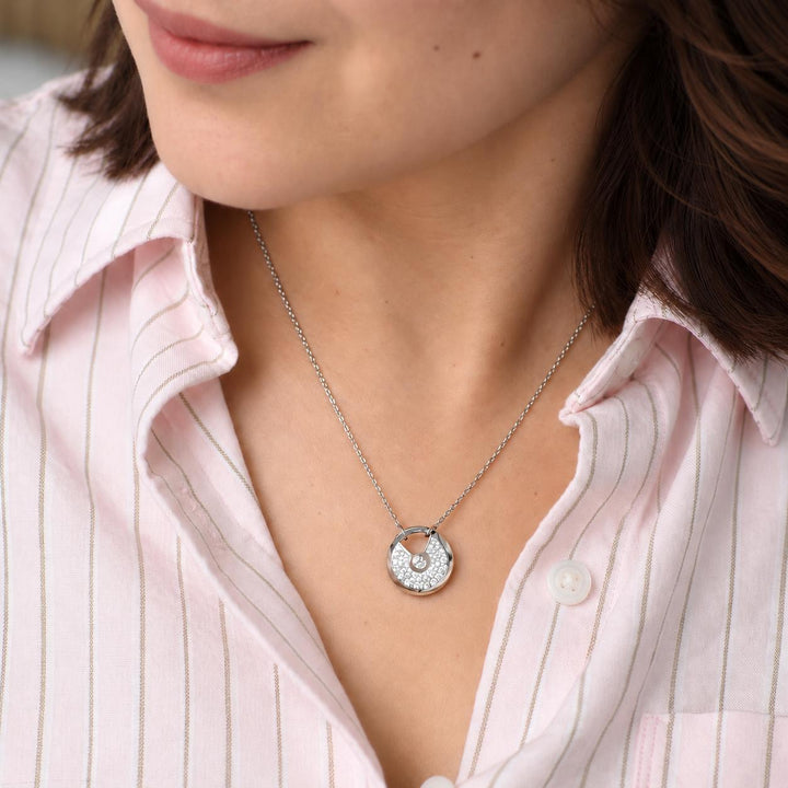 Authentic Cartier Amulette de Cartier Diamond 18K White Gold Pendant Small Model