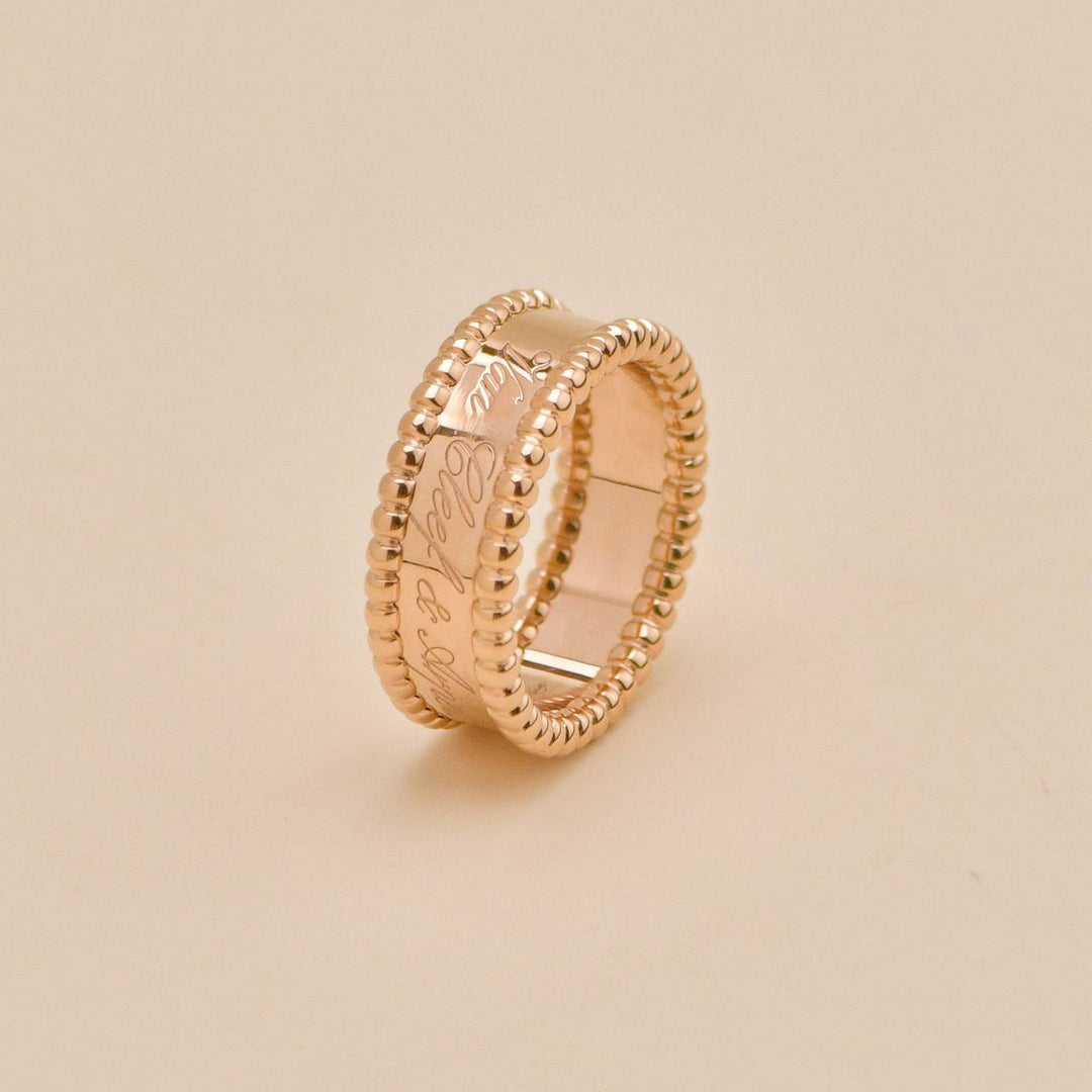 Preloved Authentic Van Cleef Perlée Signature Ring 18k Rose Gold Size 54