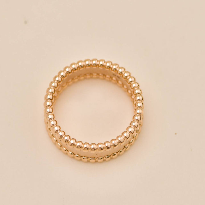 Preowned Authentic Van Cleef Perlée Signature Ring 18k Rose Gold Size 54