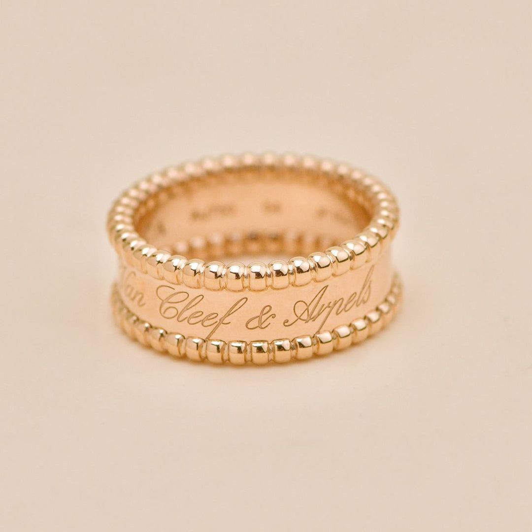 Second Hand Authentic Van Cleef Perlée Signature Ring 18k Rose Gold Size 54