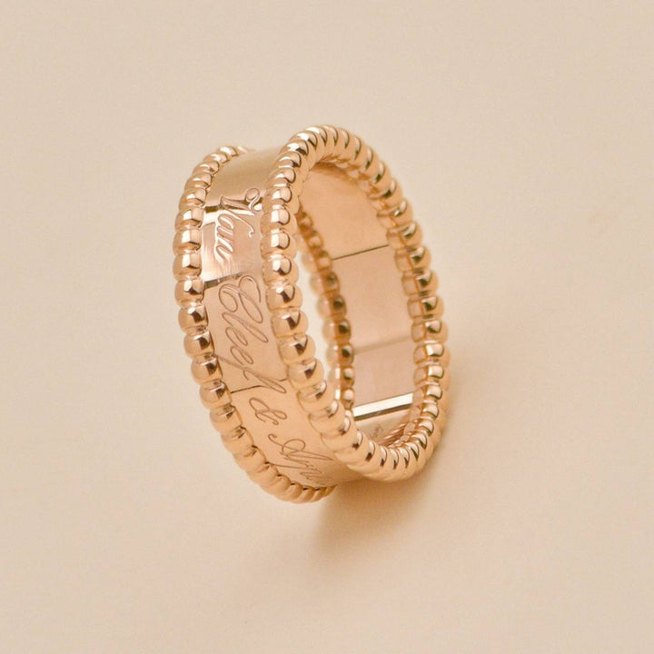 Preloved Authentic VCA Perlée Signature Ring 18k Rose Gold Size 54