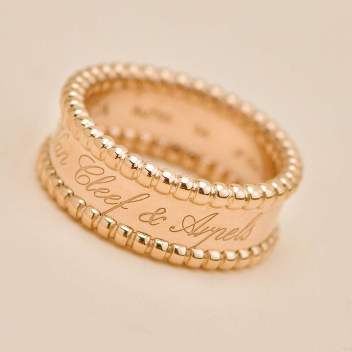 Preowned Authentic VCA Perlée Signature Ring 18k Rose Gold Size 54