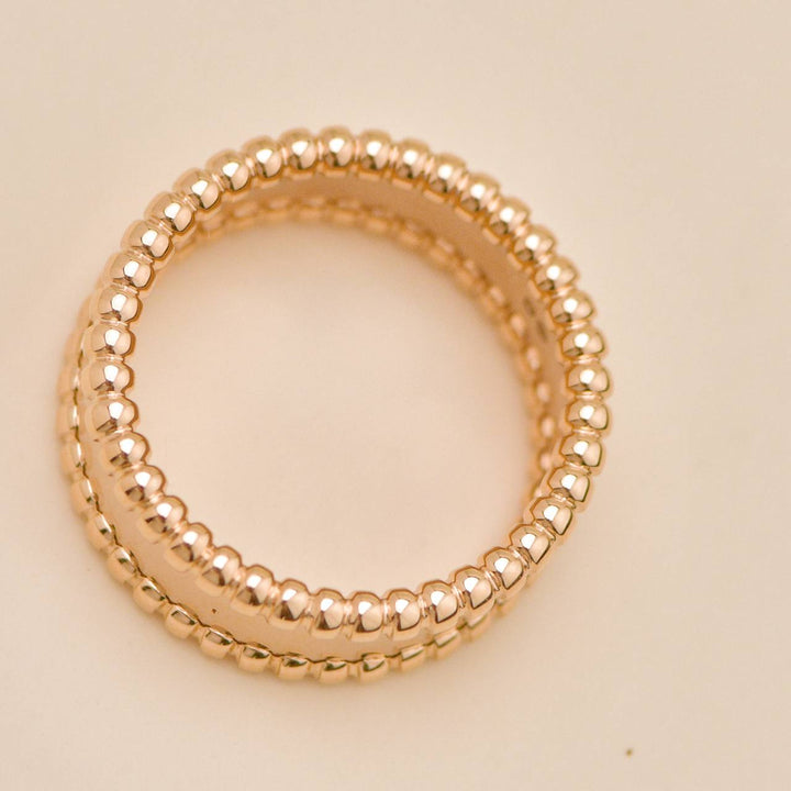 Second Hand Authentic VCA Perlée Signature Ring 18k Rose Gold Size 54